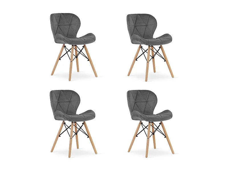 Valora WAKO Samtsessel Grau Modernes Design für Wohnzimmer x4