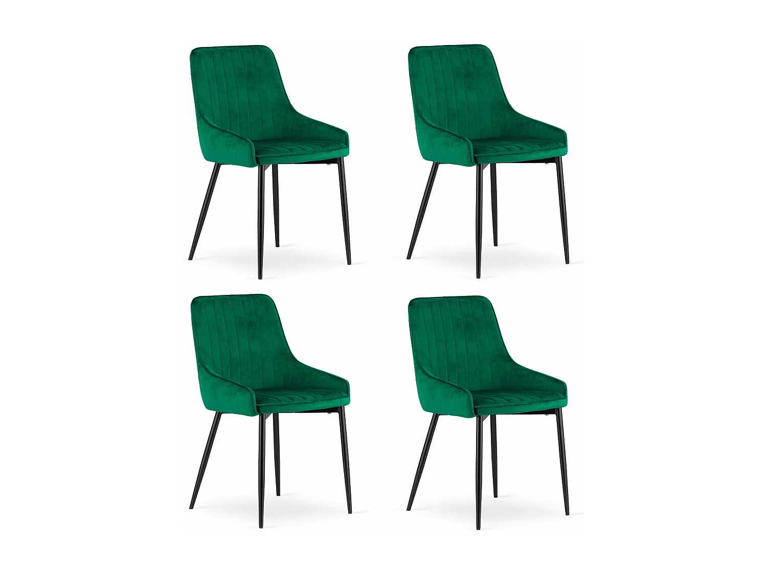 Chaise Valora MONZA en velours vert, design ergonomique x4