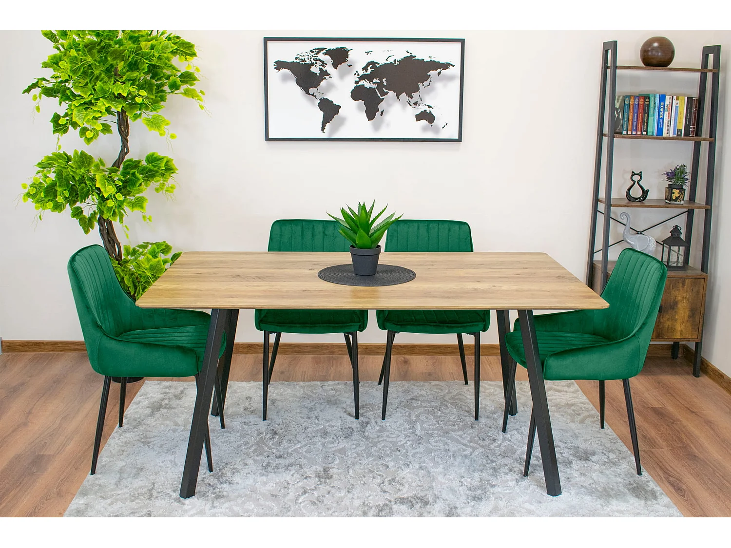 Chaise Valora MONZA en velours vert, design ergonomique x4