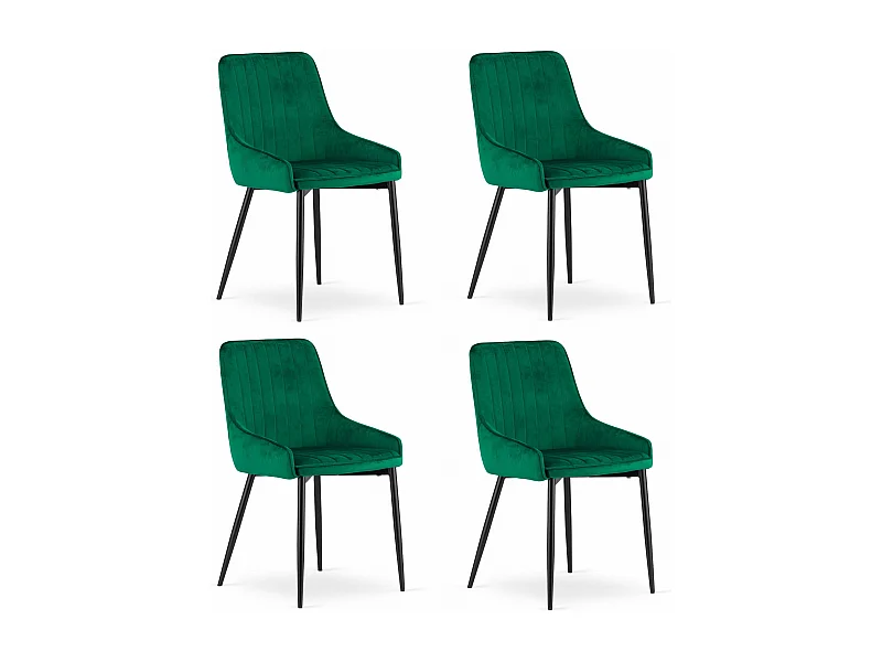 Chaise Valora MONZA en velours vert, design ergonomique x4