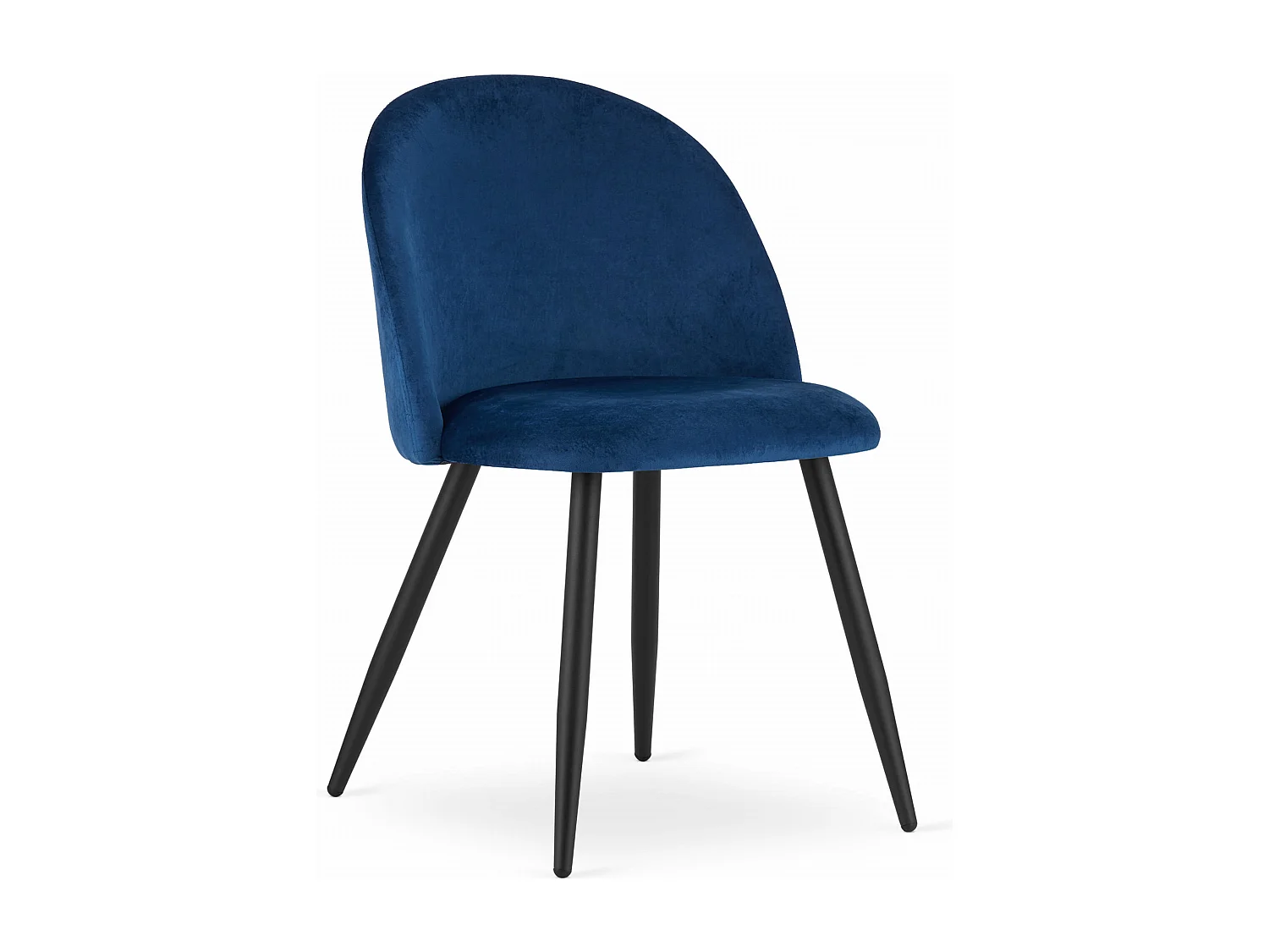 Ensemble de 4 chaises Valora BELLO en velours bleu marine avec pieds noirs
