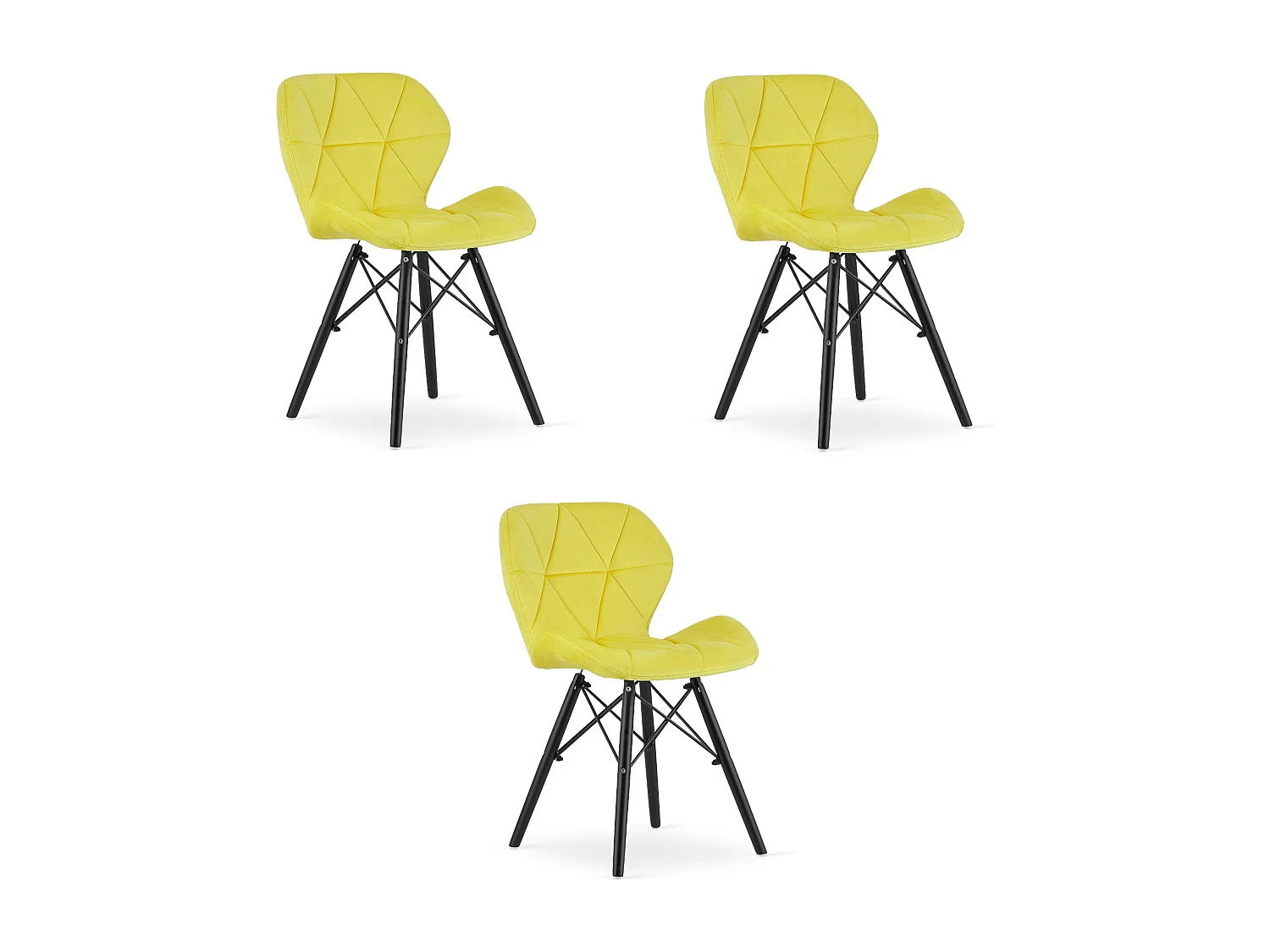 Valora WAKO Fauteuil en velours jaune et noir, pieds noirs, design moderne x3
