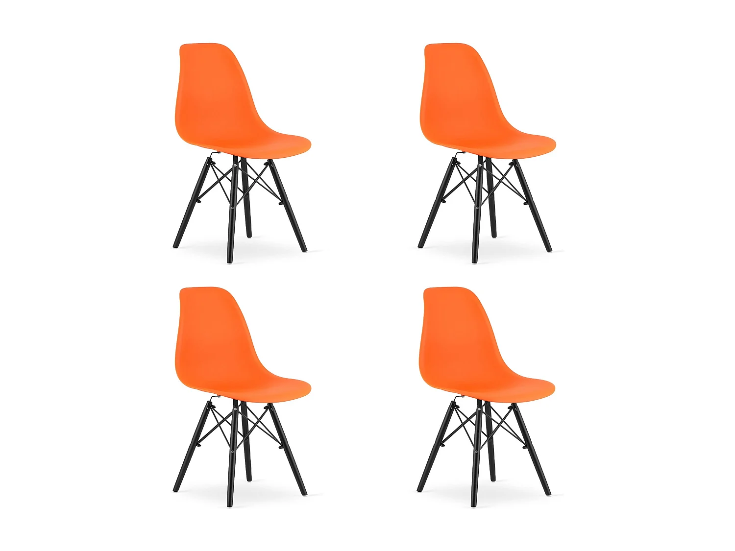 Valora OSAKA Chaise ergonomique orange et pieds noirs pour salle à manger x4