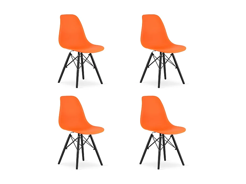 Valora OSAKA 4 Cadeiras laranja ergonômicas pés pretos