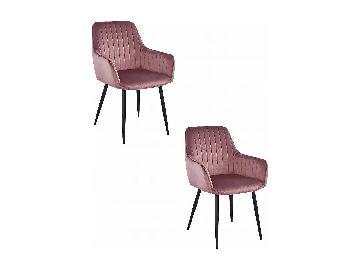 Ensemble de 2 chaises Valora SELO en velours rose et pieds noirs