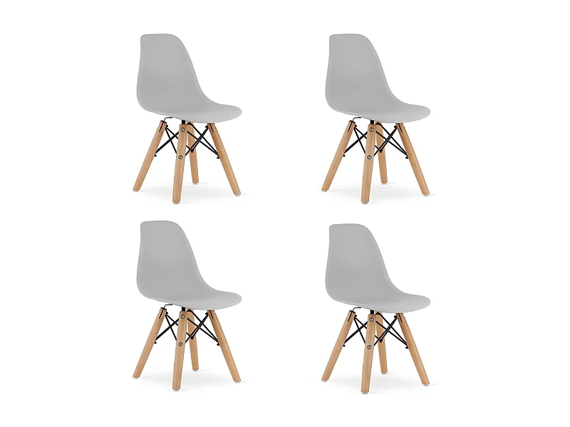 Valora ZUBI stoel ergonomische grijze houten poten voor kinderen x4