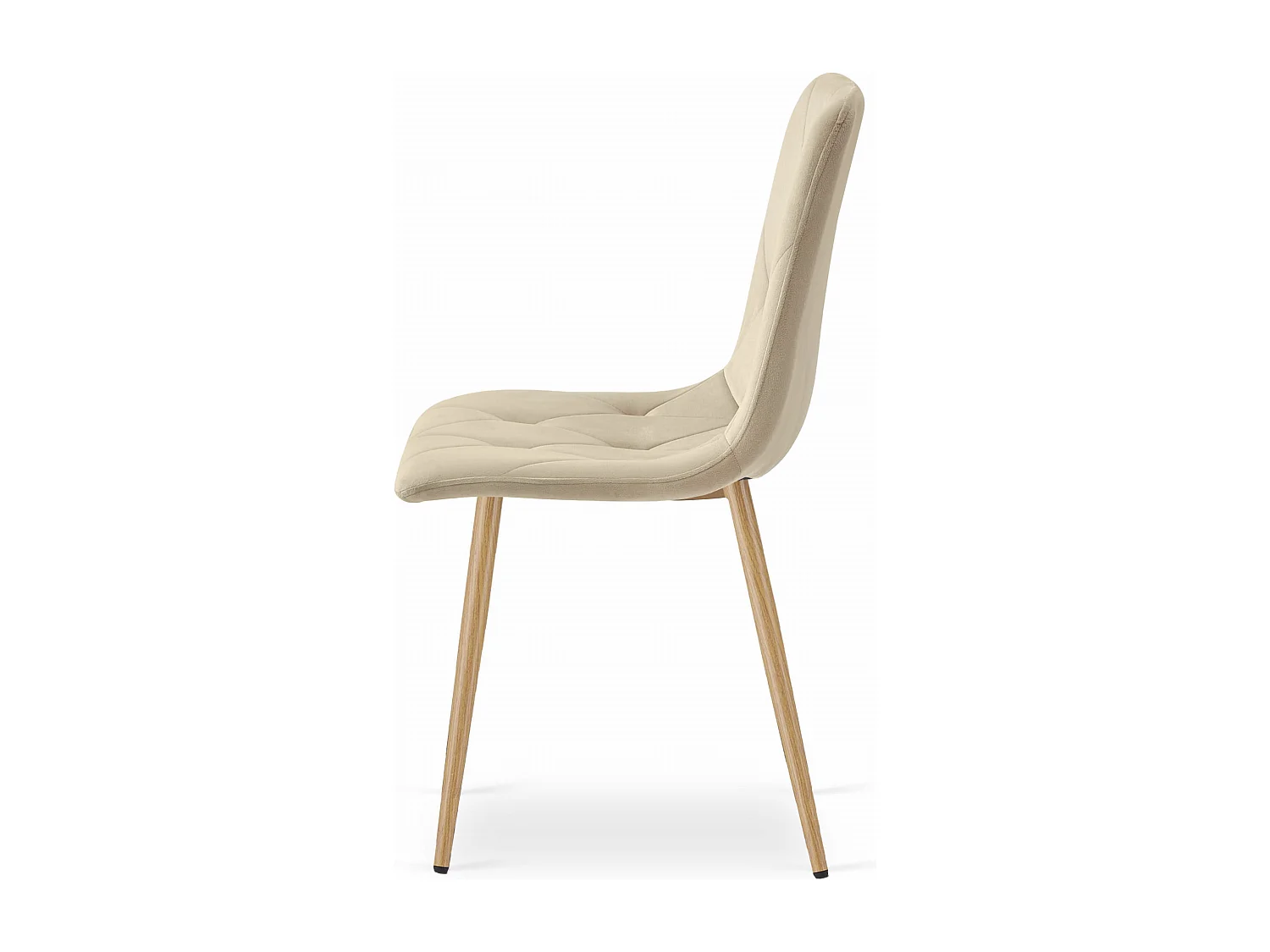 Krzesło Valora TYRA, jasnobeżowe, aksamitne, nogi w kolorze drewna x3