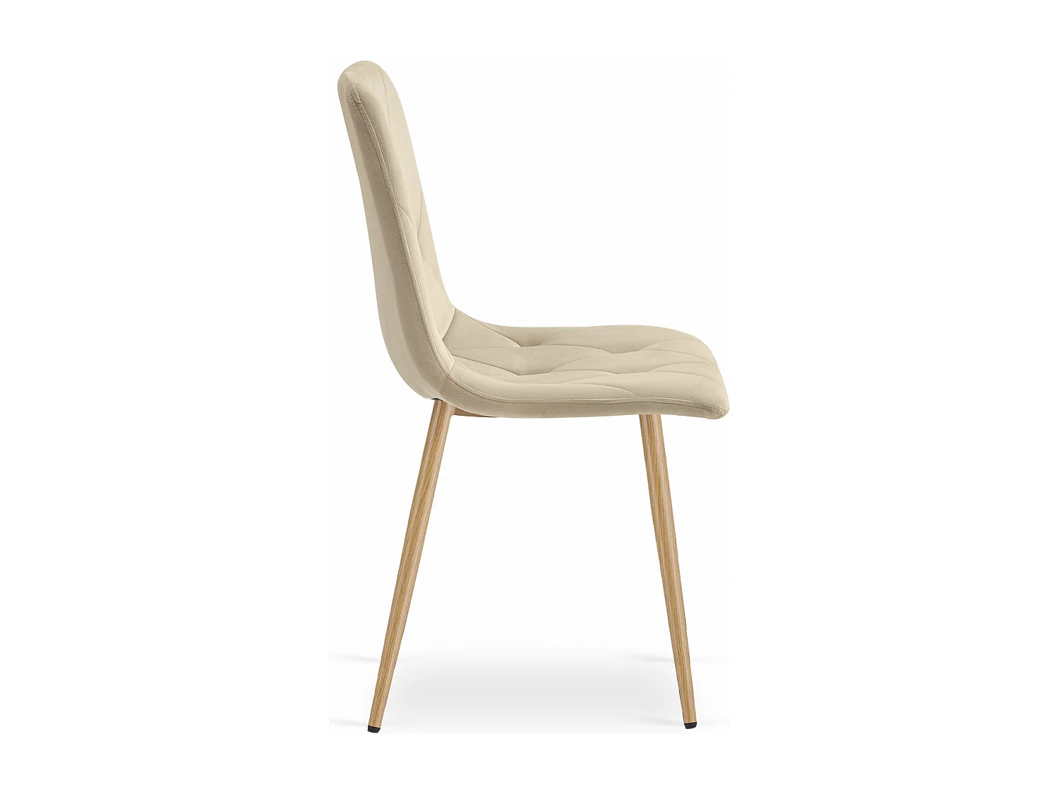 Krzesło Valora TYRA, jasnobeżowe, aksamitne, nogi w kolorze drewna x3