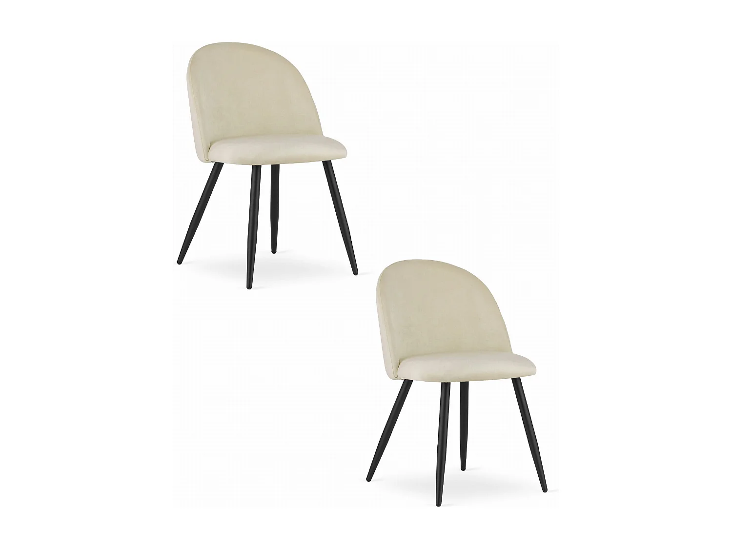 Sedia Valora BELLO in velluto beige con gambe in metallo nero x2