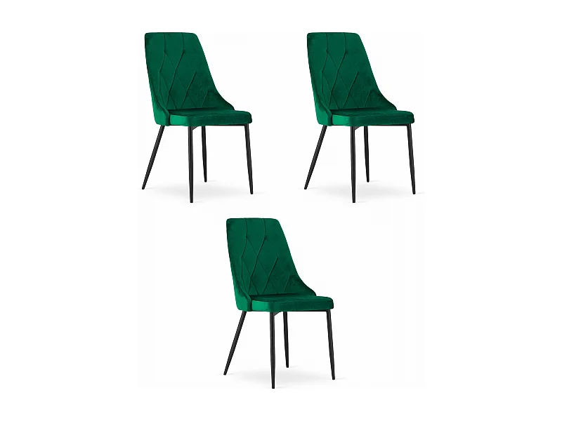 Chaise Valora IMOLA en velours vert foncé, design moderne x3