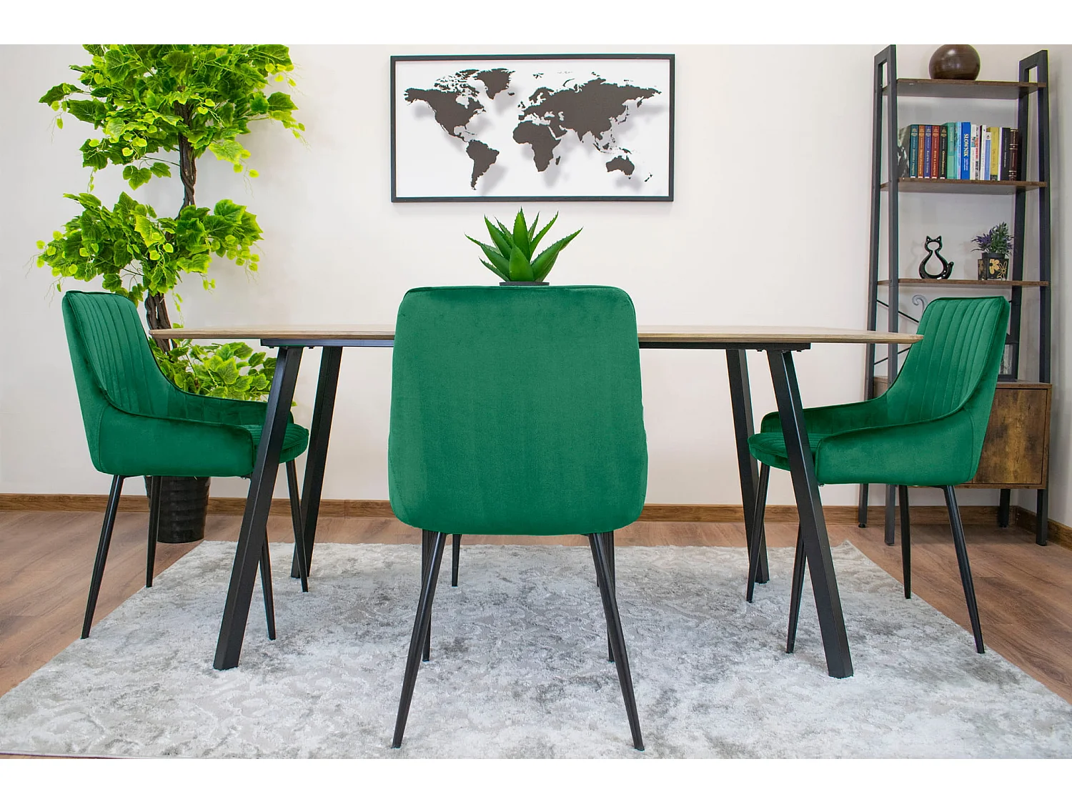 Sedia Valora MONZA in velluto verde, design ergonomico x3