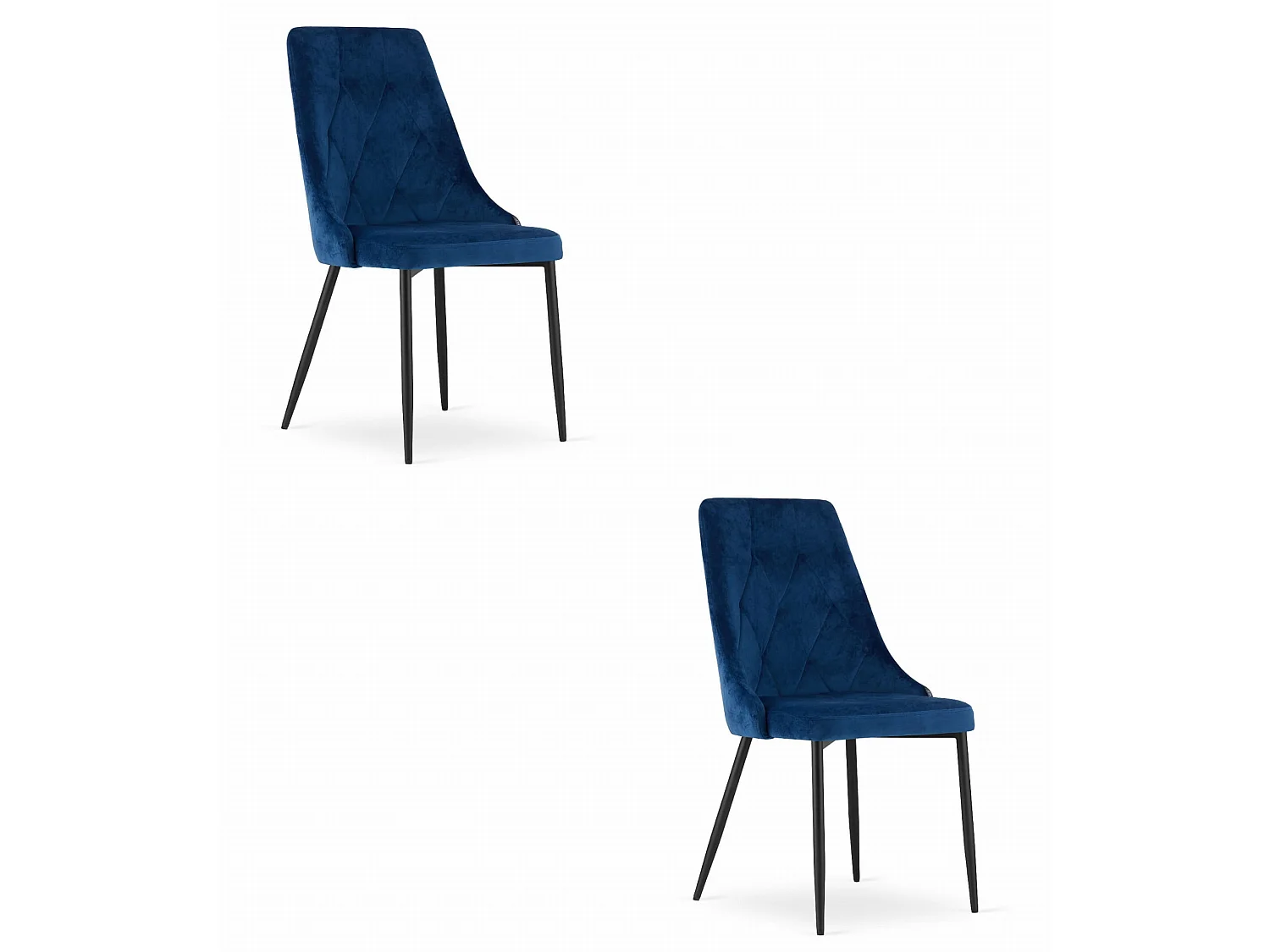 Valora IMOLA stoel, modern marineblauw fluweel voor de woonkamer, 2 stuks