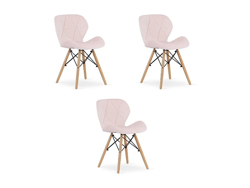 Valora WAKO Fluwelen Stoel Roze Modern Design voor Woonkamer x3