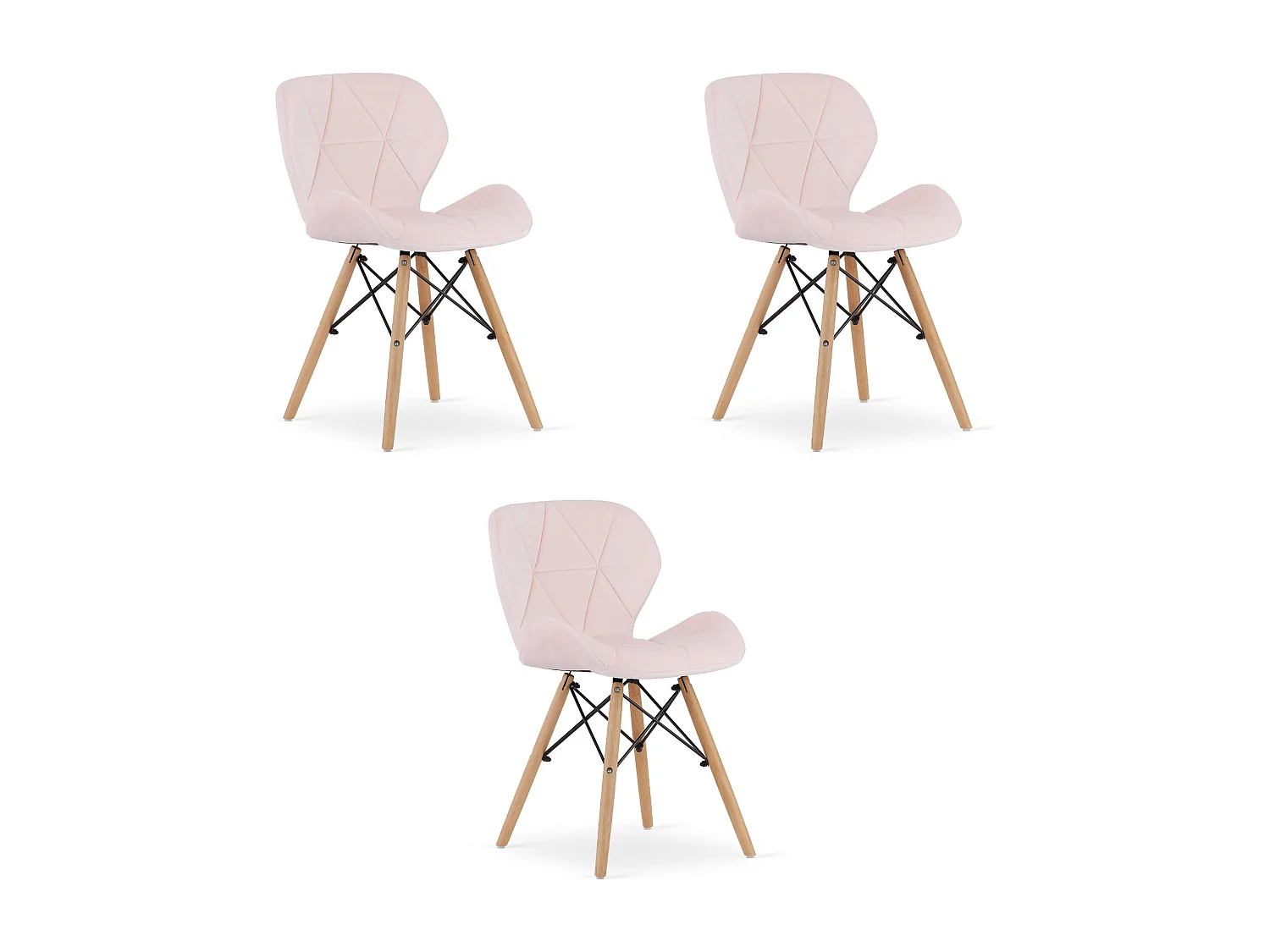 Valora WAKO Fluwelen Stoel Roze Modern Design voor Woonkamer x3