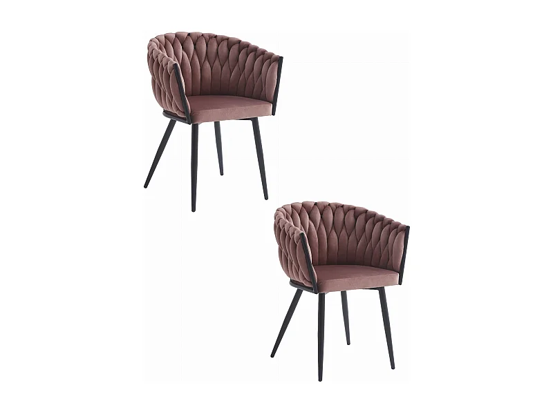 Chaise Valora MAYAN en velours rose foncé avec pieds noirs x2