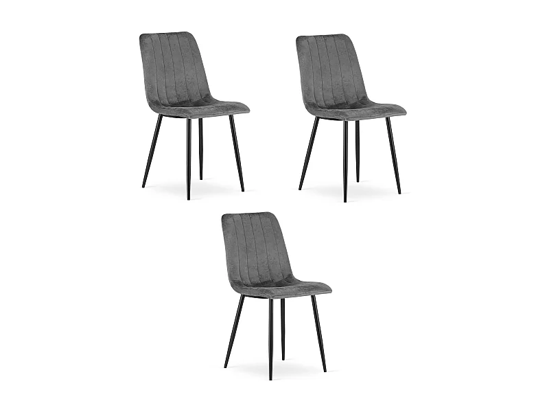 Valora JEWA Stuhl, dunkelgrauer Samt, ergonomisches Design, 3 Stück