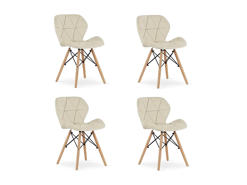 Valora WAKO Fluwelen stoel modern design beige x4