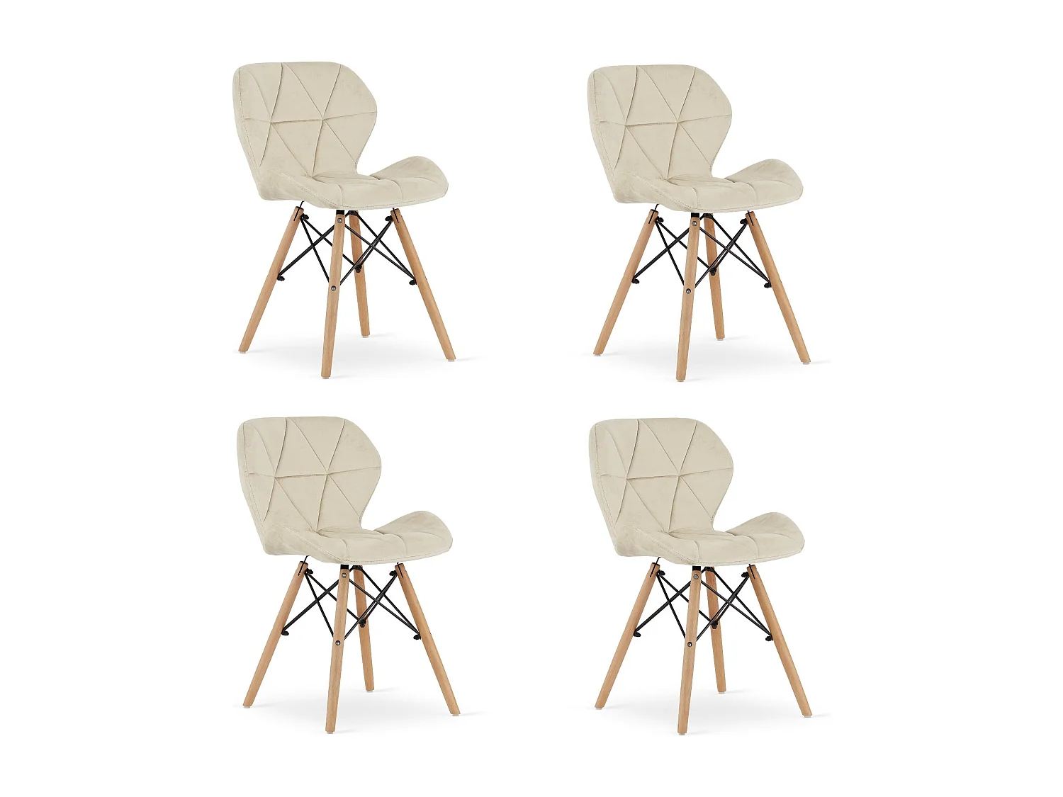 Valora WAKO Sedia in velluto Design Moderno Beige x4