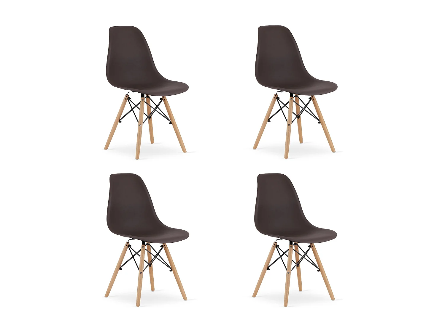 Valora OSAKA stoel koffie met natuurlijke poten voor woonkamer x4