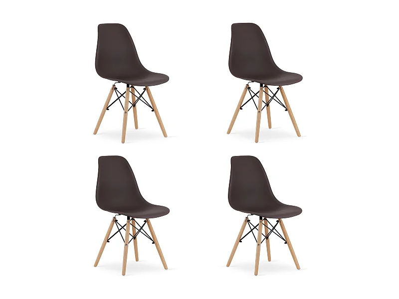 Valora OSAKA stoel koffie met natuurlijke poten voor woonkamer x4