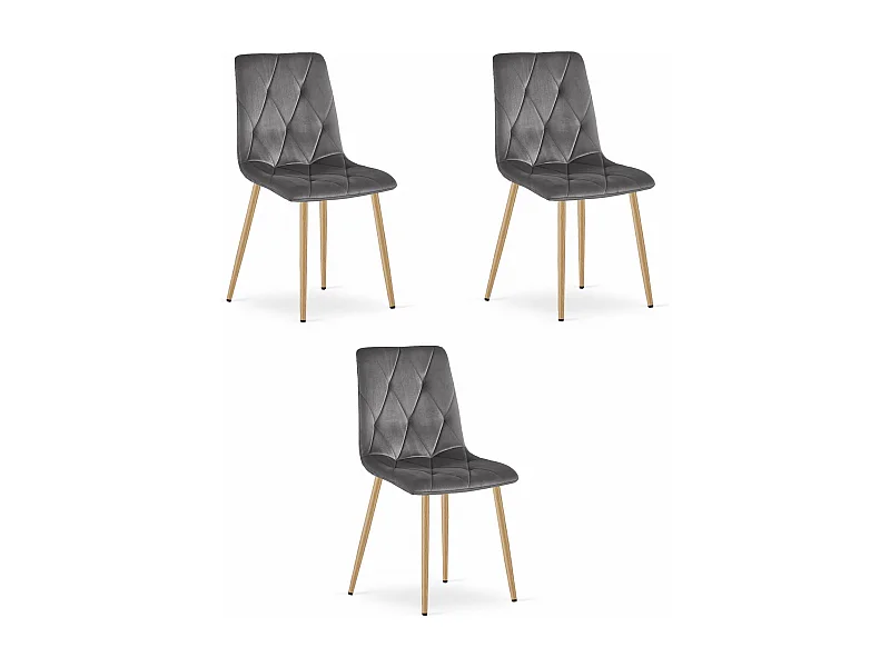 Valora TYRA stoel donkergrijs fluweel houten poten x3