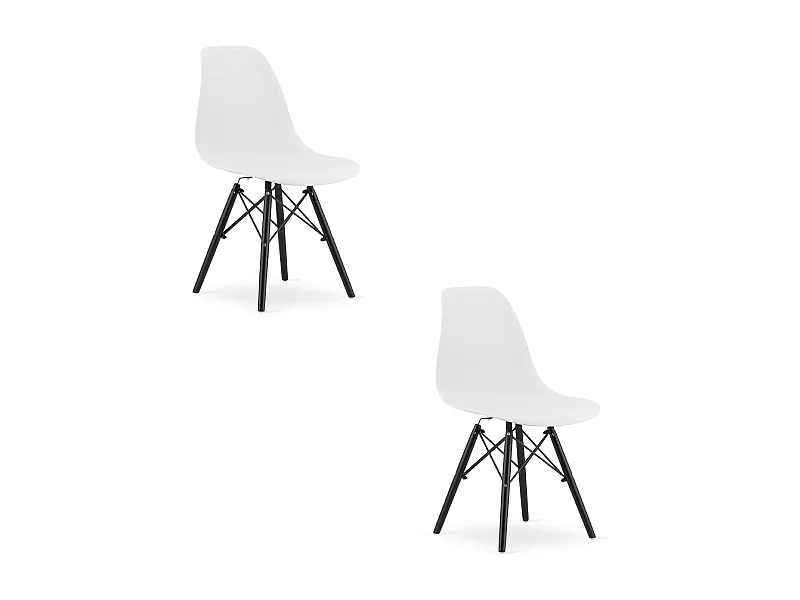 Valora OSAKA Stuhl, ergonomisch, weiß, schwarze Beine, für Wohnzimmer (2 Stück)