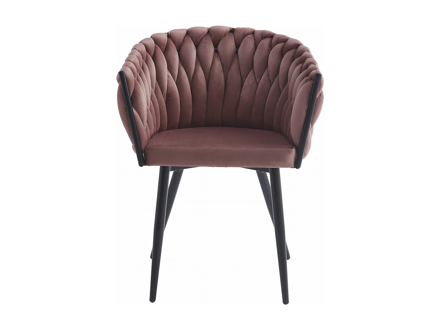 Chaise Valora MAYAN en velours rose foncé avec pieds noirs