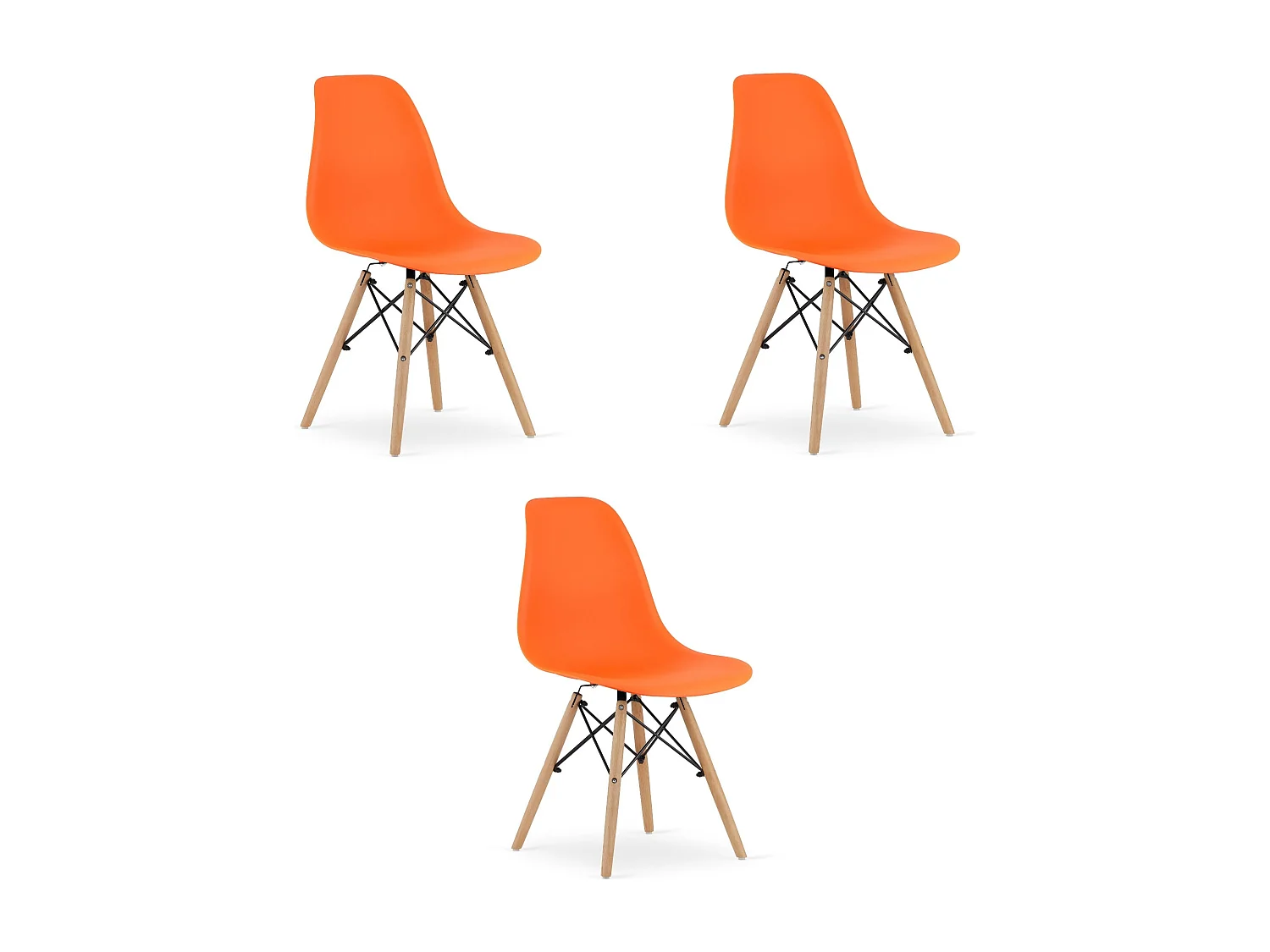 Valora OSAKA Chaise ergonomique orange pieds naturels pour salon x3