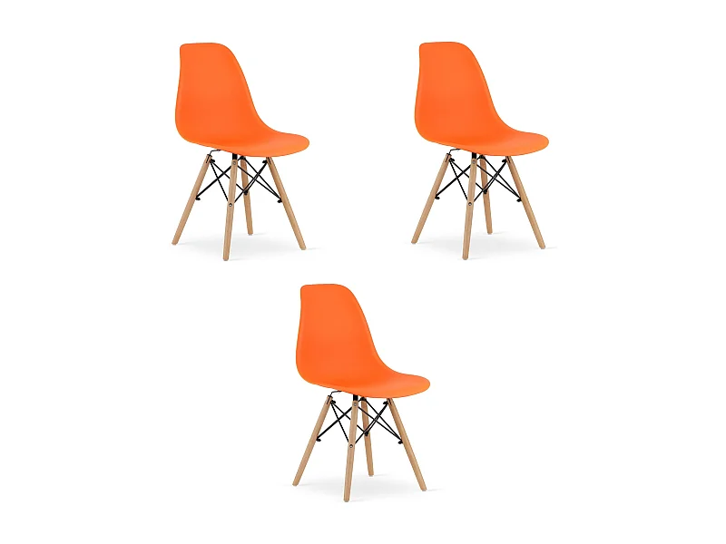 Valora OSAKA Chaise ergonomique orange pieds naturels pour salon x3