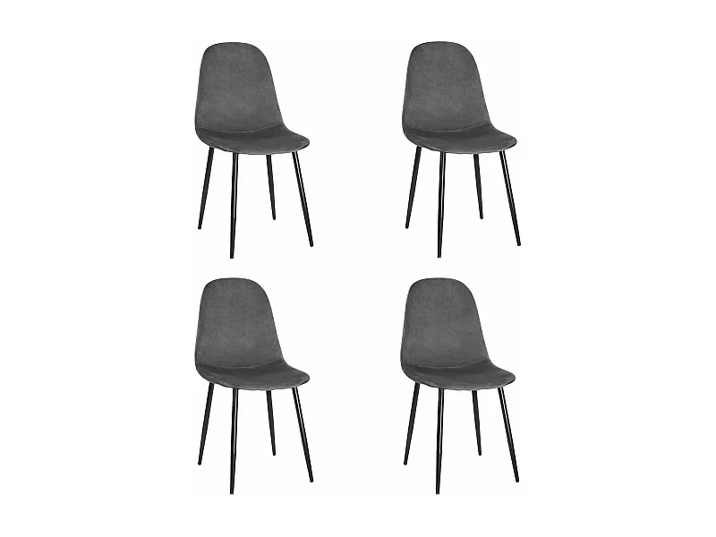 Valora COMO Stuhl, dunkelgrauer Samt, ergonomisches Design, 4 Stück