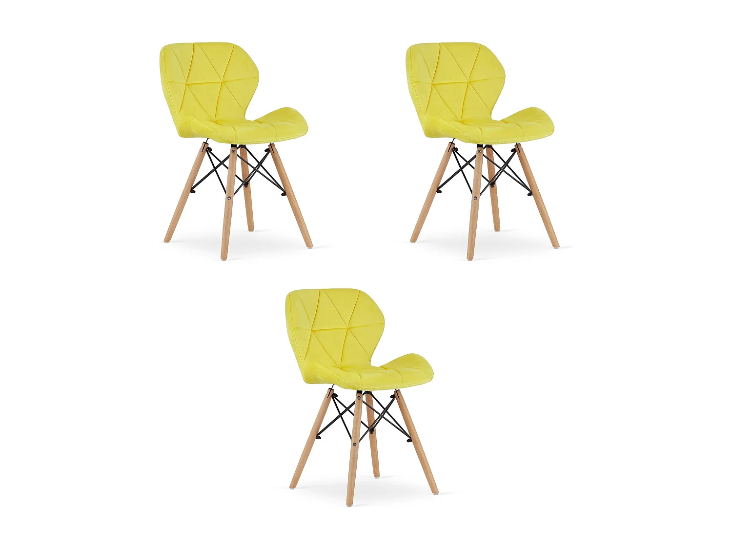 Valora WAKO Fauteuil en velours jaune, design moderne x3