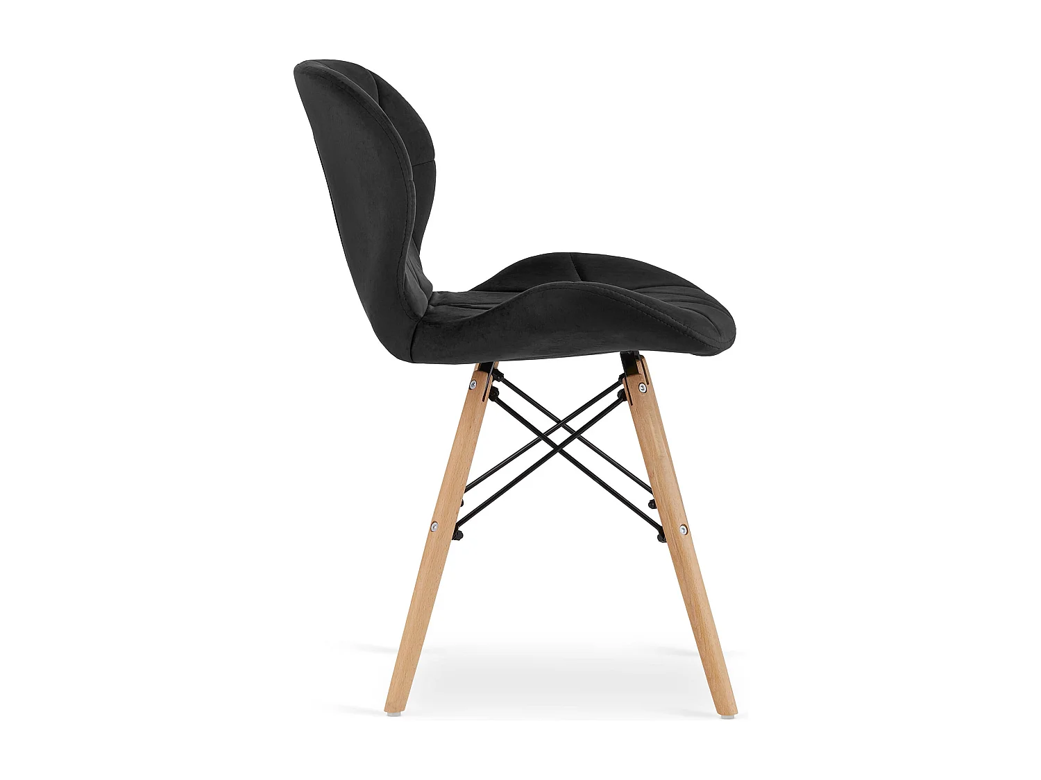 Valora WAKO Fauteuil en velours noir, design moderne pour salon x4