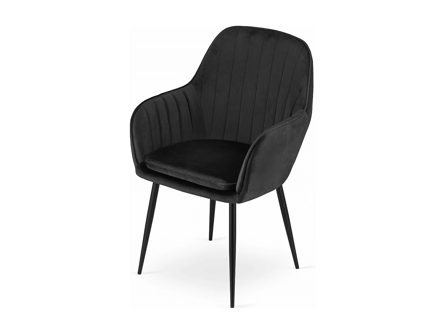 Fauteuil Valora LUGO, revêtement en velours noir, pieds en métal (x2)