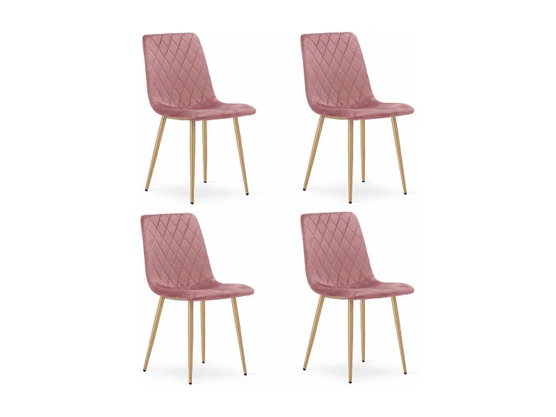 Valora TURIN stoel met roze fluwelen houten poten voor de woonkamer x4