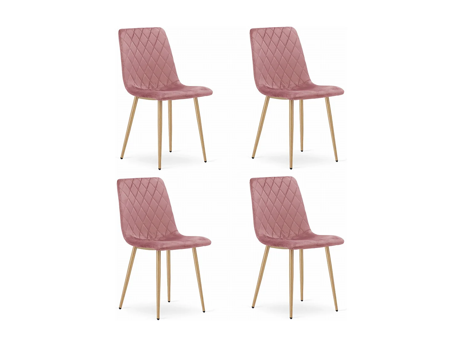 Valora TURIN stoel met roze fluwelen houten poten voor de woonkamer x4