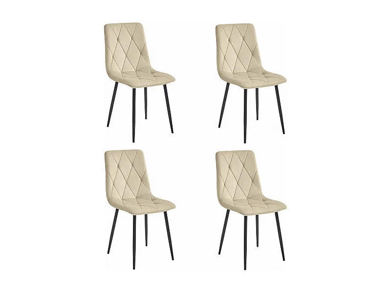 Valora TYRA eetkamerstoel lichtbeige fluweel zwarte poten x4