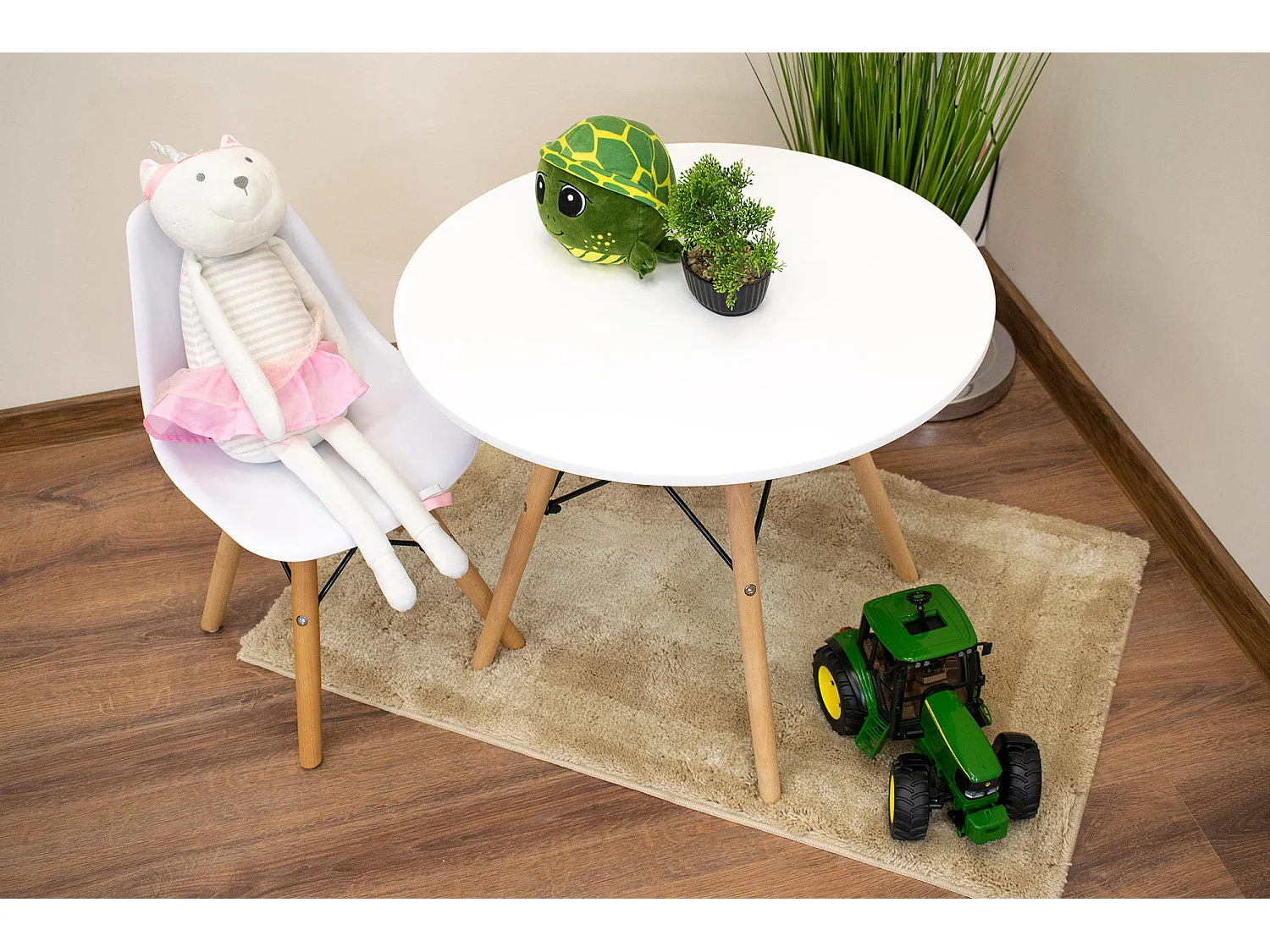Valora ZUBI Chaise ergonomique pieds en hêtre blanc pour enfants x2