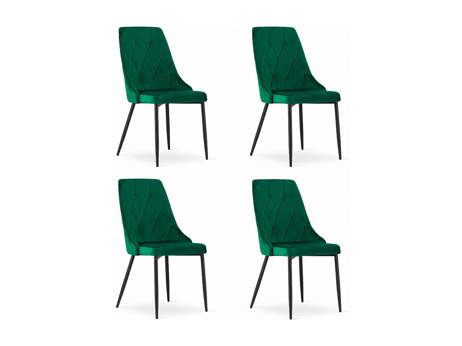 Chaise Valora IMOLA en velours vert foncé, design moderne x4