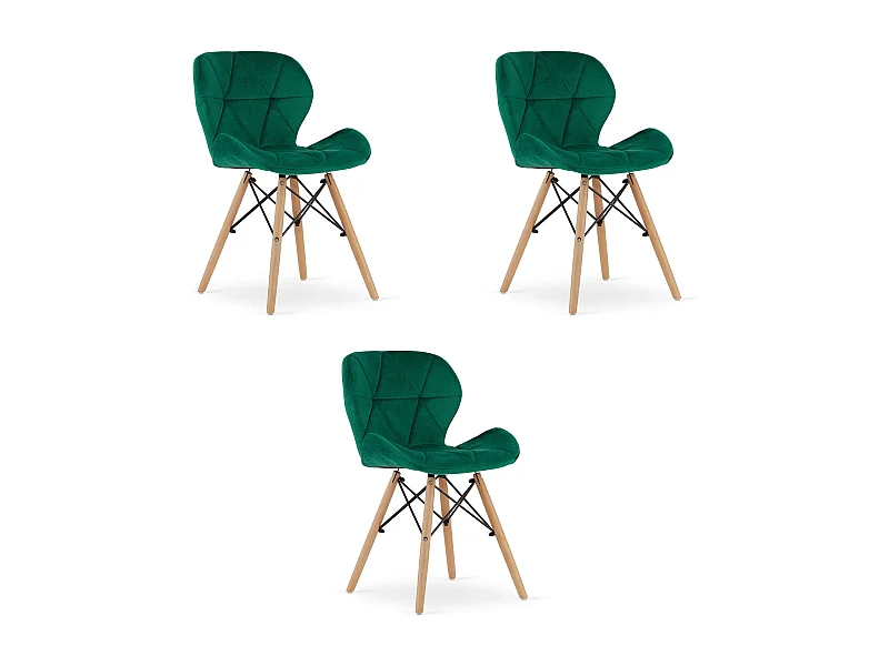 Valora WAKO Fauteuil en velours vert, design moderne pour salon x3