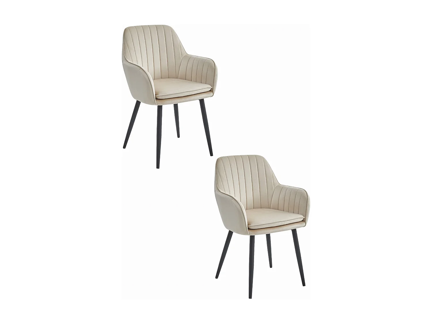 Valora LUGO Chaise Velours Beige Pieds Noirs x2