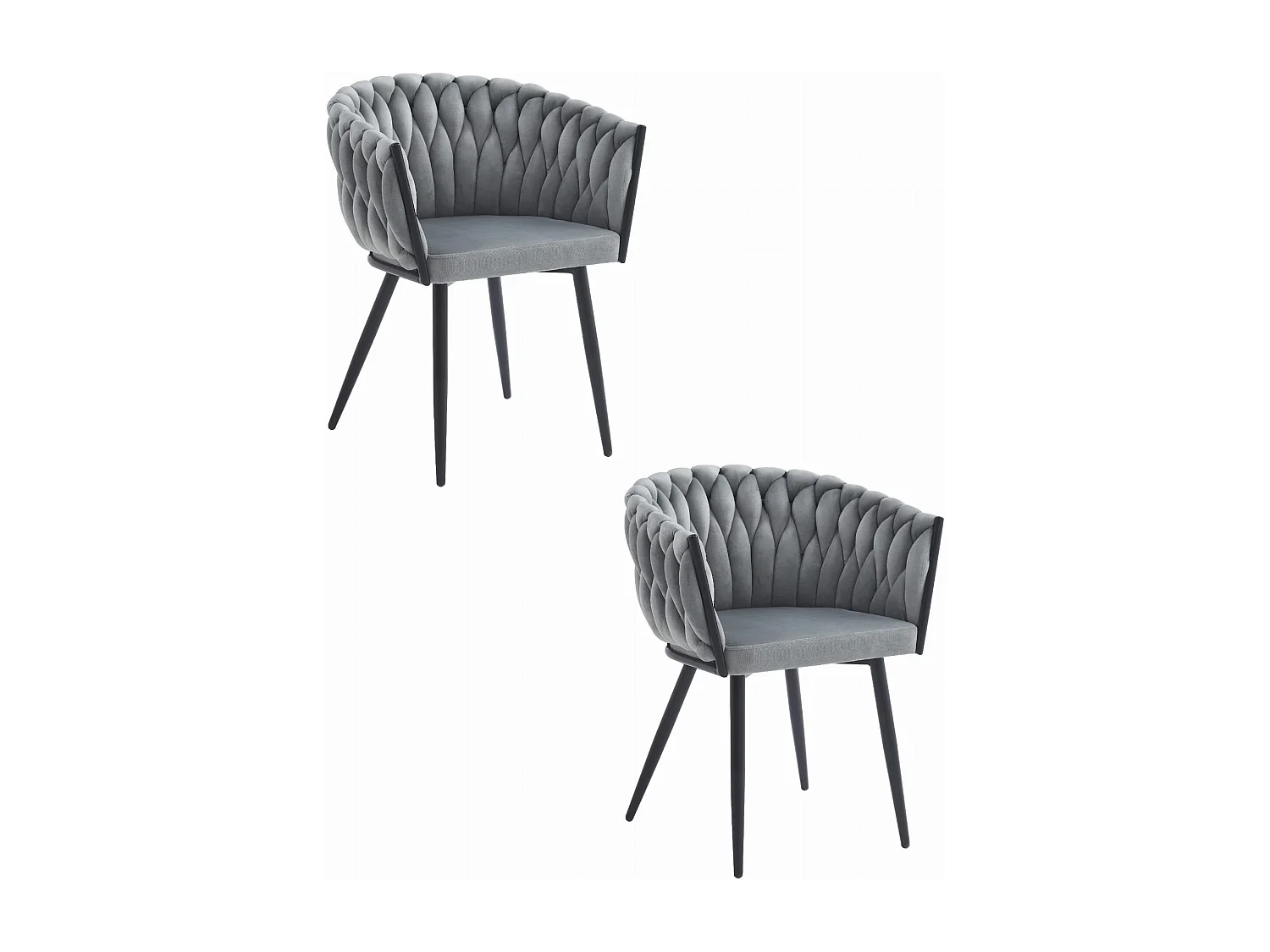 Chaise Maya Valora, revêtement en velours gris clair x2