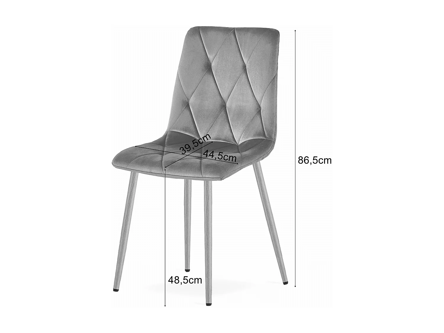 Chaise Valora TYRA en velours vert foncé, pieds couleur bois x2