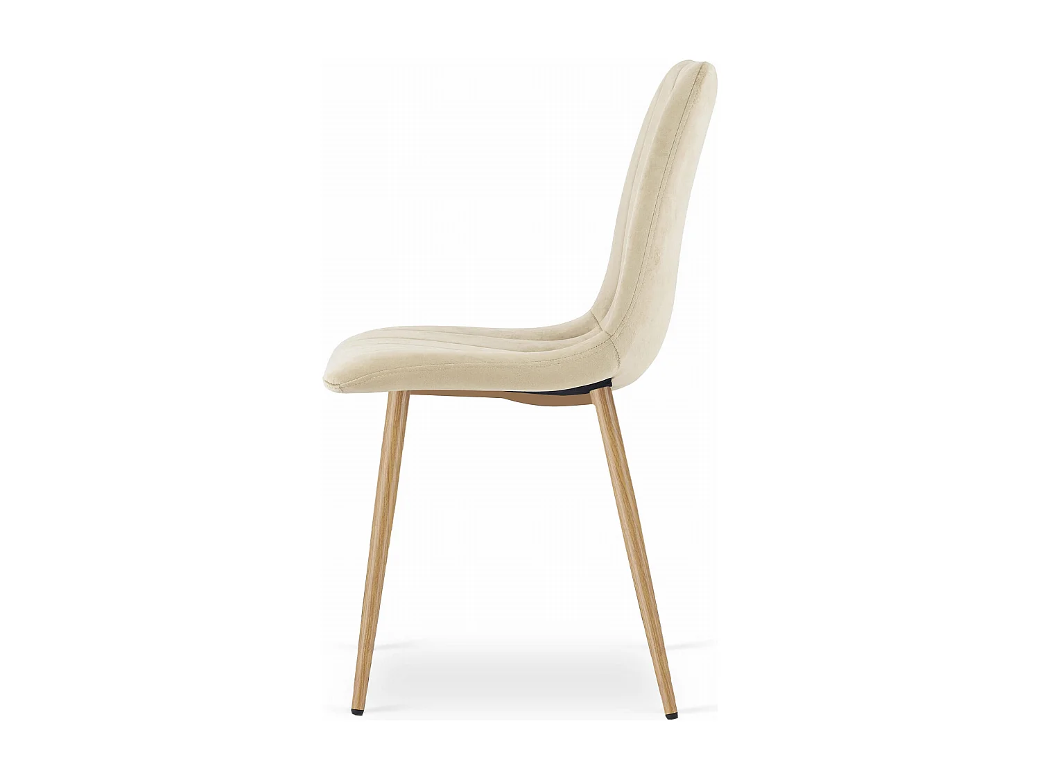 Silla Valora JEWA de terciopelo beige claro con patas de madera