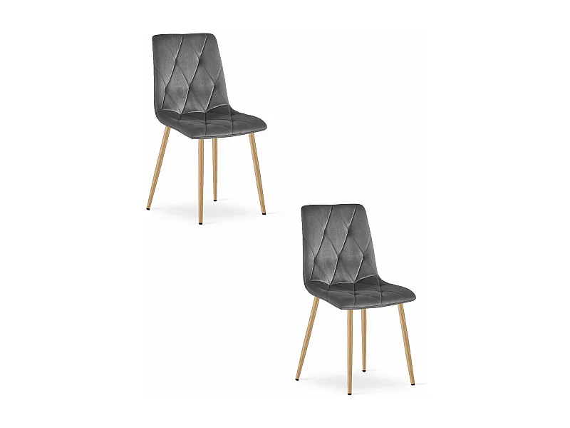 Valora TYRA stoel donkergrijs fluweel houten poten x2