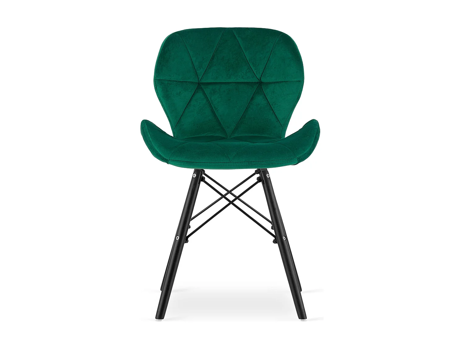 Cadeira Valora WAKO em veludo, design moderno, verde com pés pretos (2 unidades)