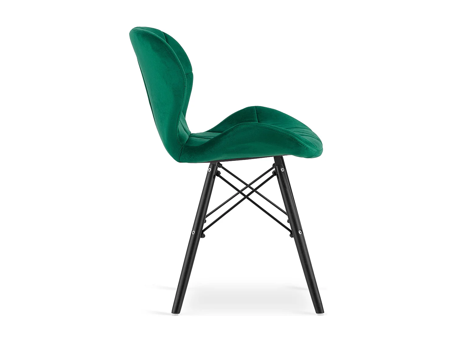 Chaise Valora WAKO en velours, design moderne, verte, pieds noirs (x2)