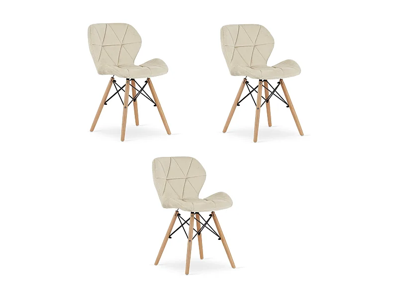 Valora WAKO fluwelen stoel beige modern design houten beuken poten x3