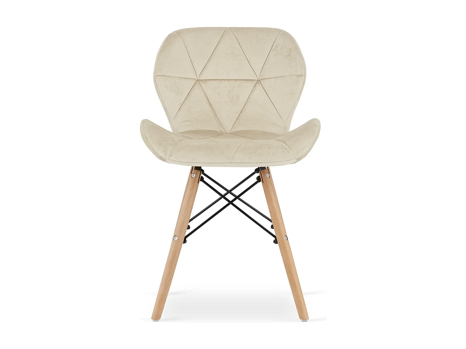 Valora WAKO Sedia in velluto beige dal design moderno con gambe in legno di faggio x3