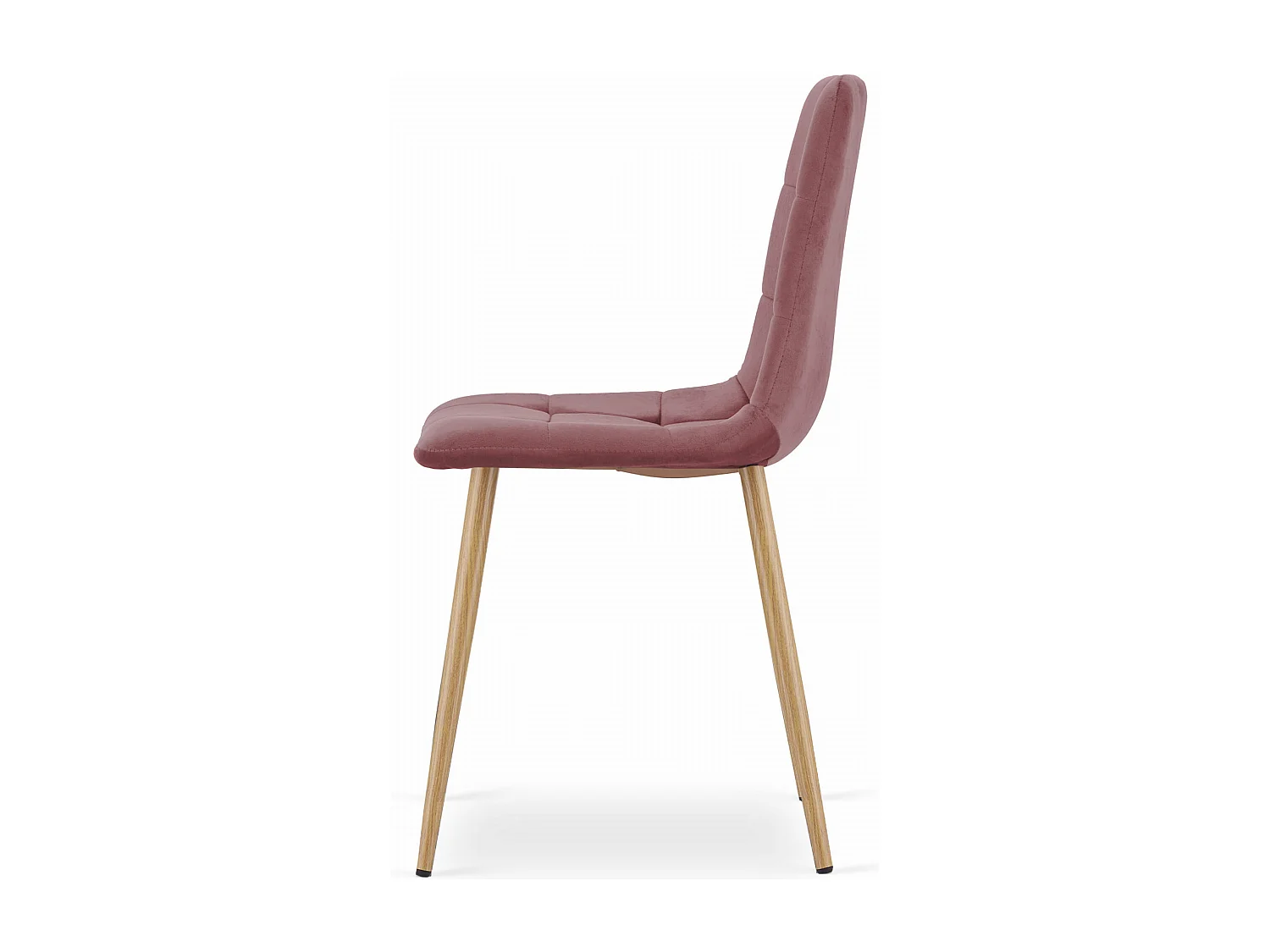 Chaise Valora PYRA en velours rose, pieds en bois, design moderne x2