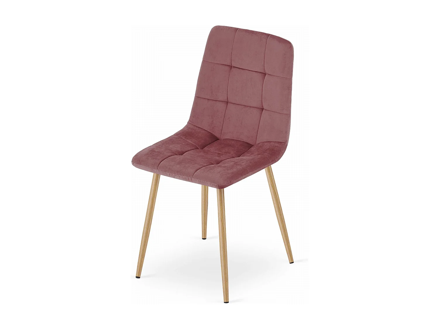 Chaise Valora PYRA en velours rose, pieds en bois, design moderne x2